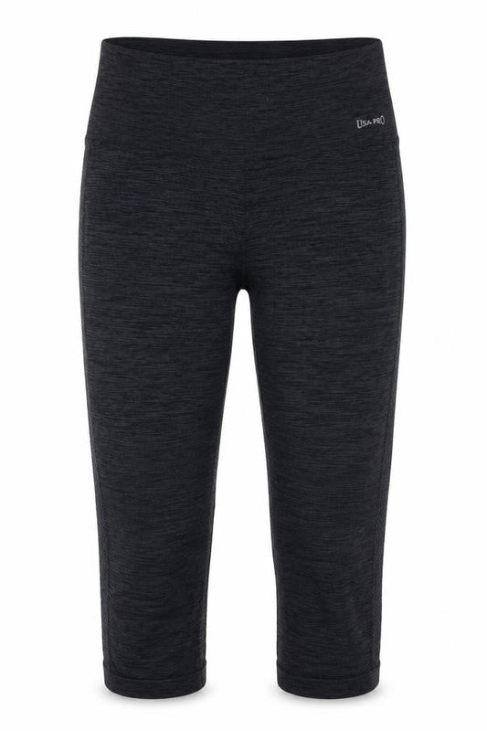 USA Pro Women's Black Cropped Gym Leggings L