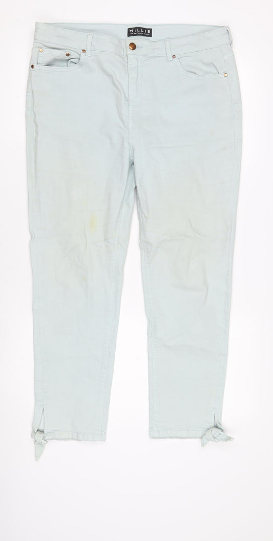 Millie Women's Blue Ankle Trousers Size 14