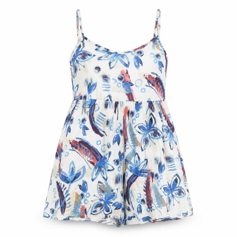 Next Women Light Blue Floral Playsuit UK 10, Viscose, Summer