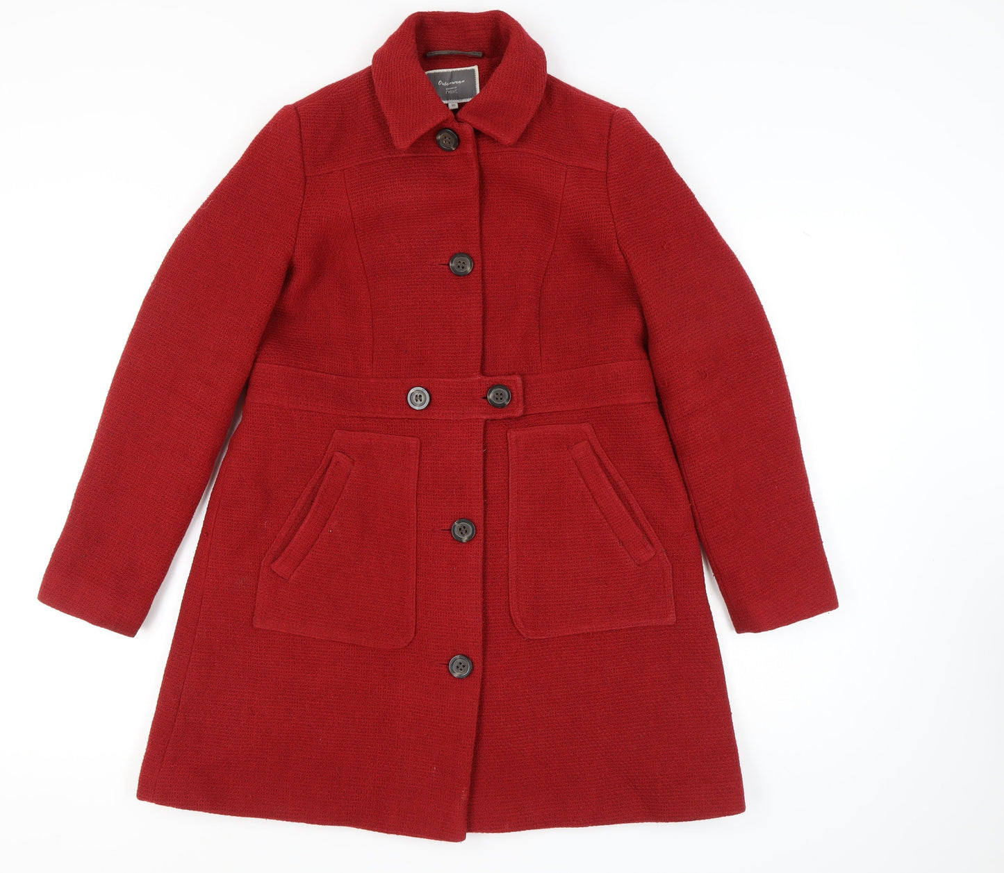 Next Women's Red Mid-Length Overcoat, Size 10, Button-Up