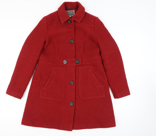 Next Women's Red Mid-Length Overcoat, Size 10, Button-Up