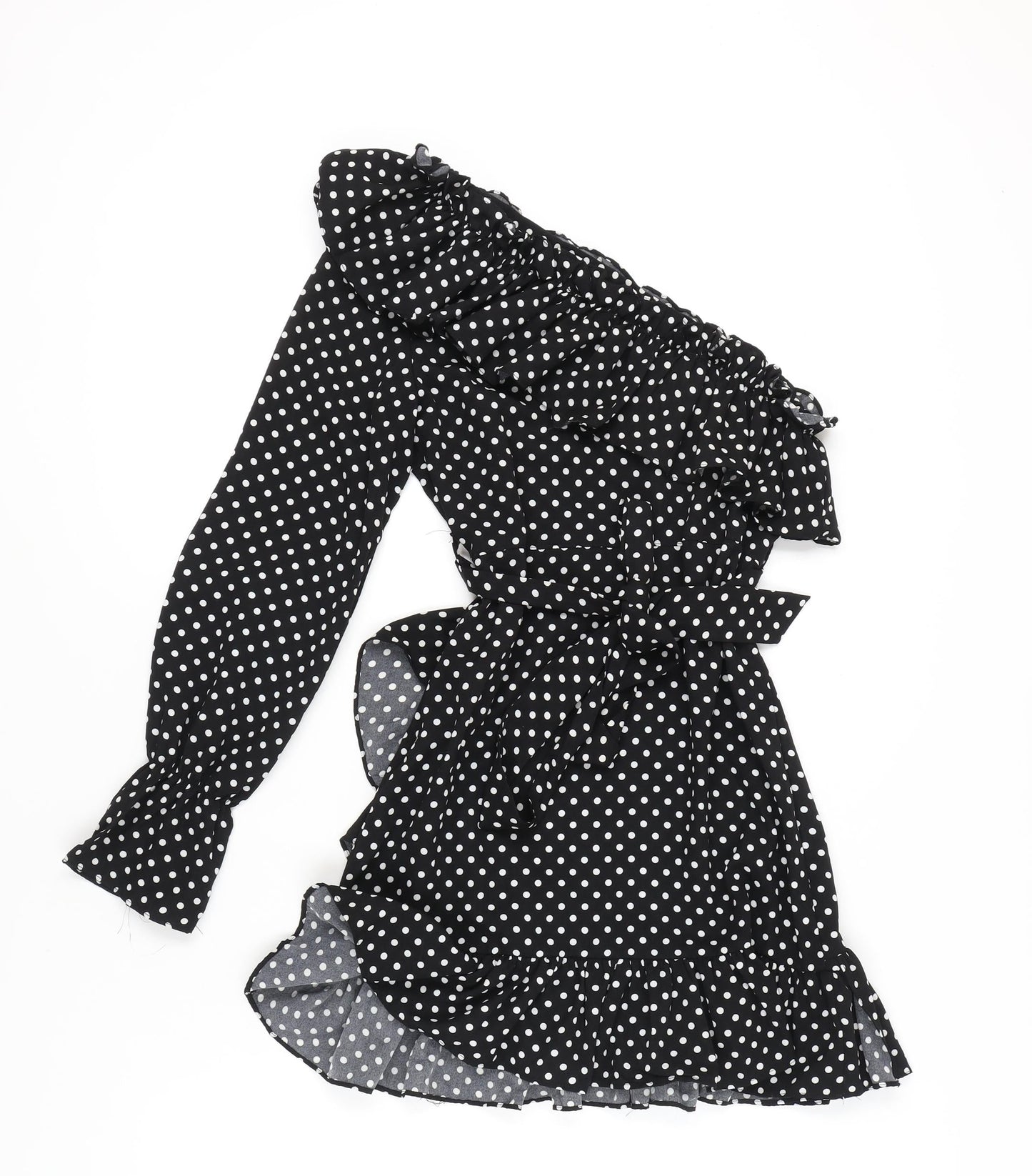 Nasty Gal Women's Black Polka Dot Wrap Dress Size 10