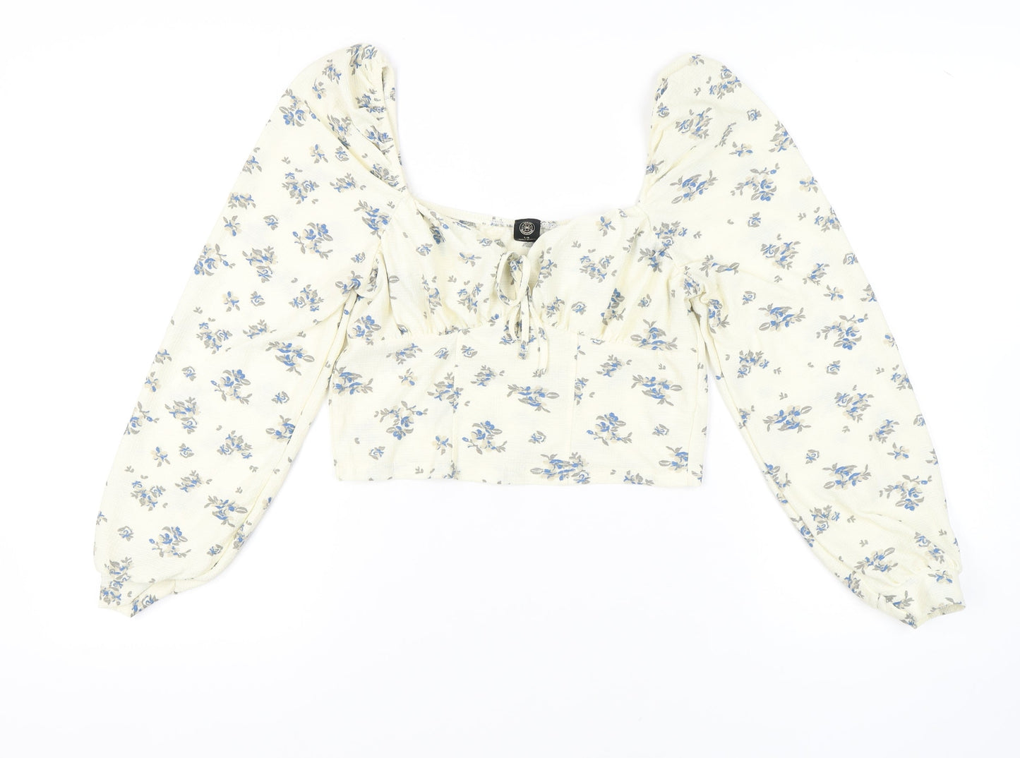 Urban Outfitters Floral Ivory Cropped Blouse L