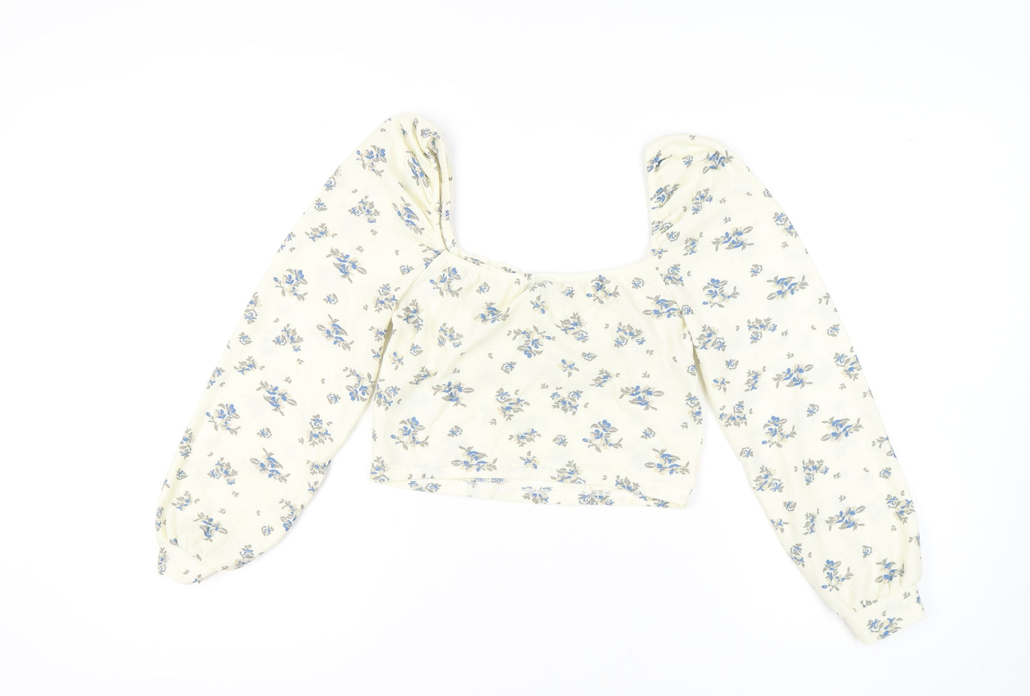 Urban Outfitters Floral Ivory Cropped Blouse L