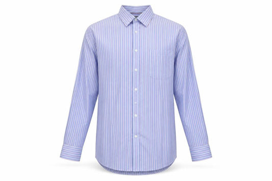 Marks & Spencer Men's Blue Striped Shirt 16.5in Classic Fit