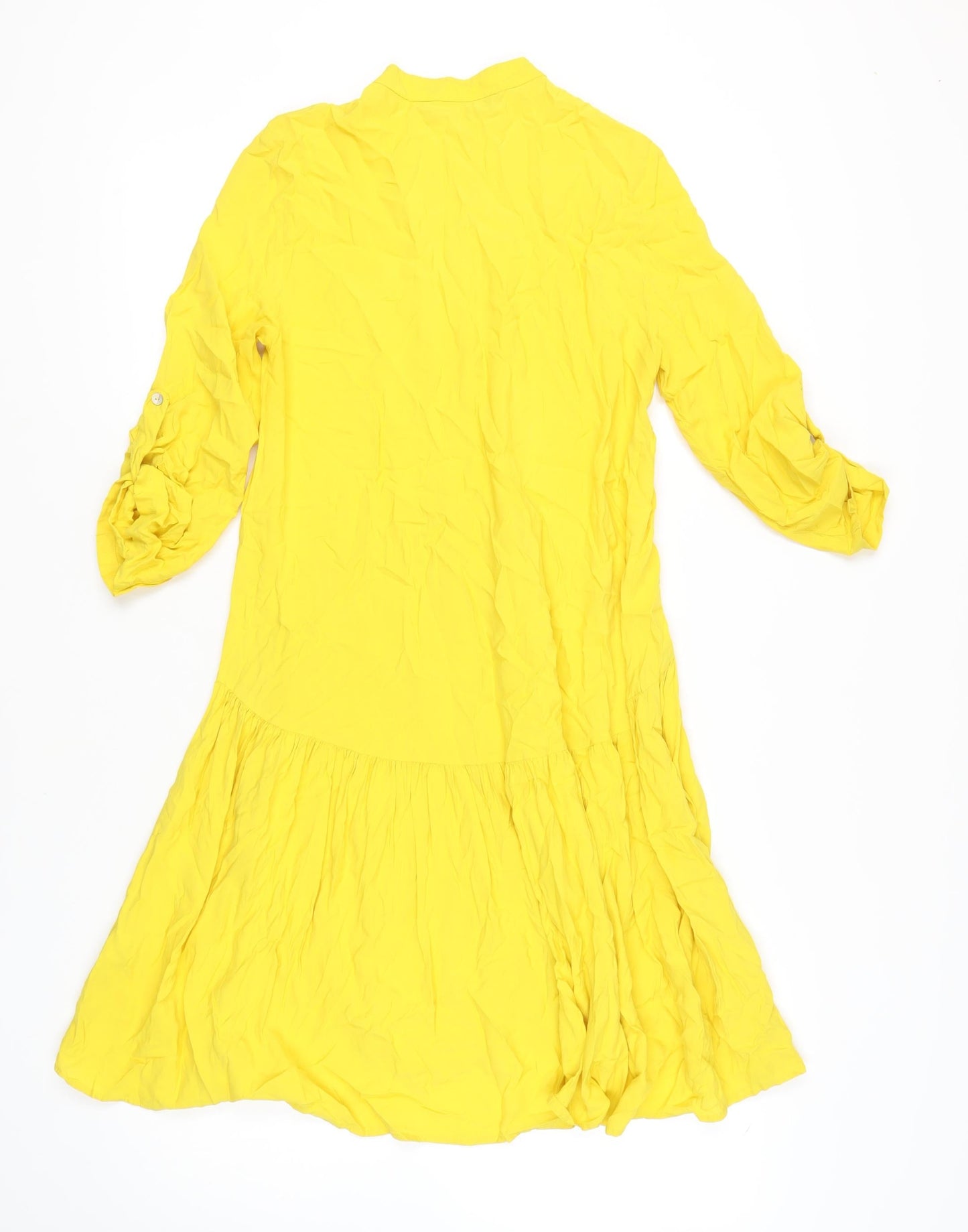 Zara Women Yellow Shirt Dress, Size 6, Casual Spring/Summer