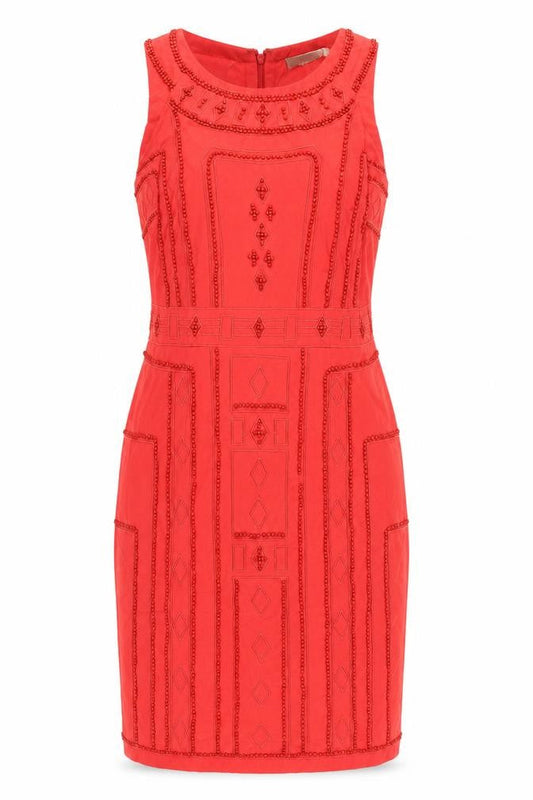 Monsoon Women's Red Beaded Sheath Dress, Size 14