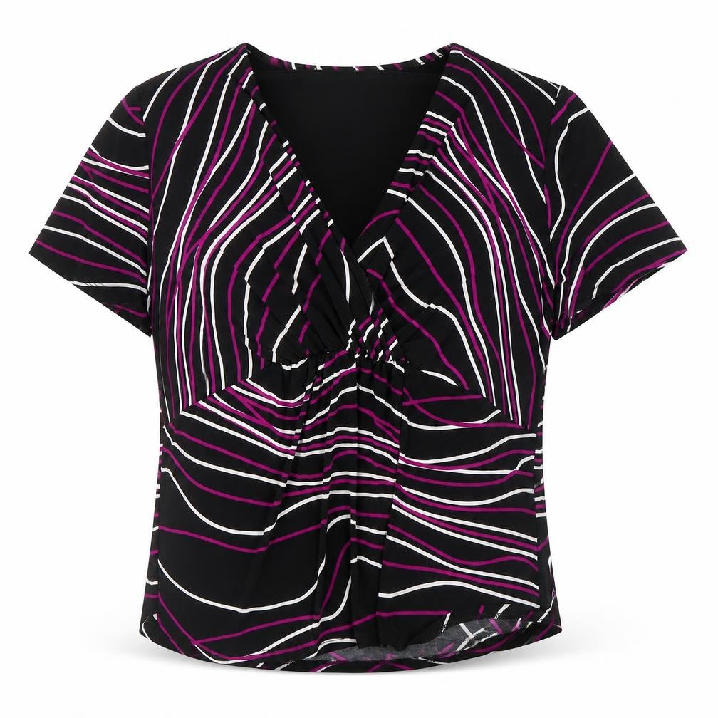 Viyella Women's XL Short Sleeve Striped Top