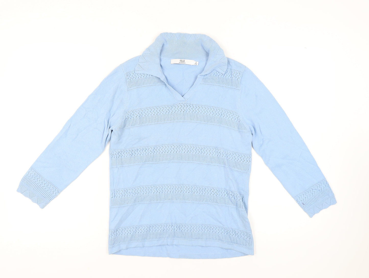 Isle Essentials Women's Blue Collared Jumper Size S