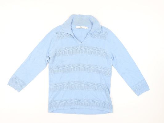 Isle Essentials Women's Blue Collared Jumper Size S