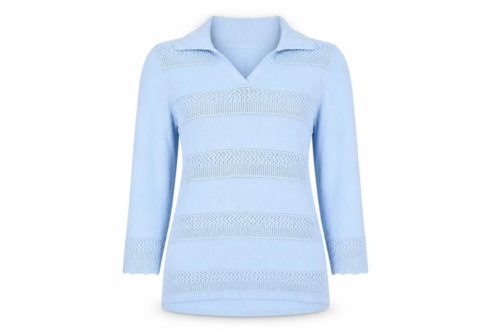 Isle Essentials Women's Blue Collared Jumper Size S
