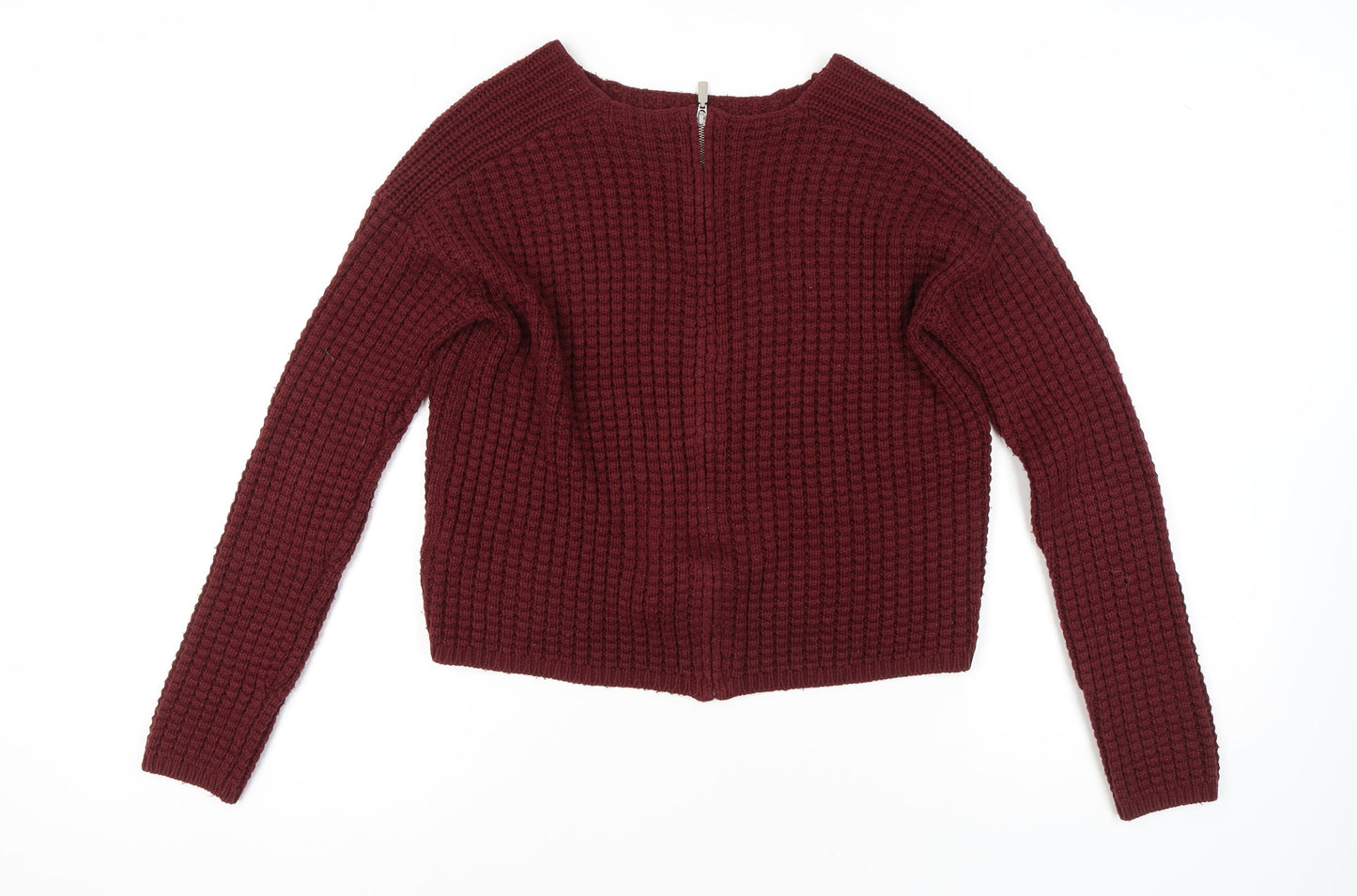 New Look Women Red Waffle-Knit Jumper Size 12