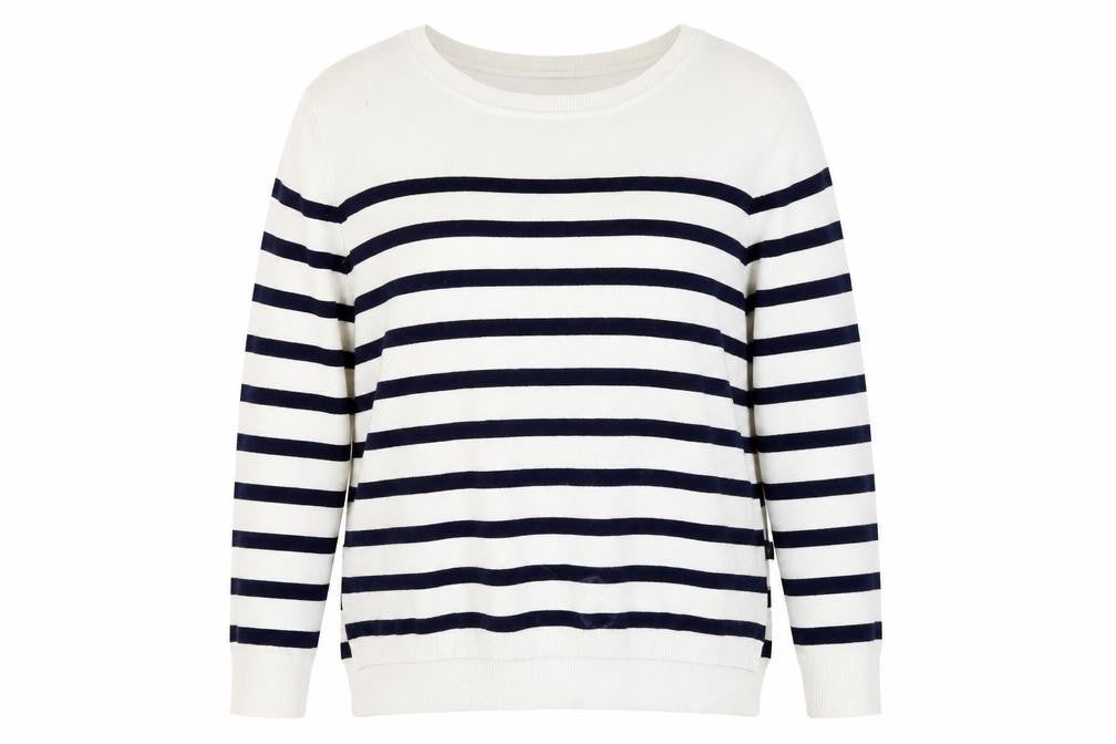 Zara Women’s White Striped Pullover Jumper, L