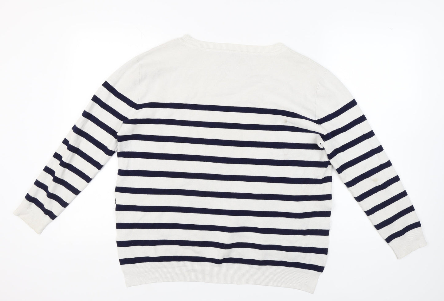 Zara Women’s White Striped Pullover Jumper, L