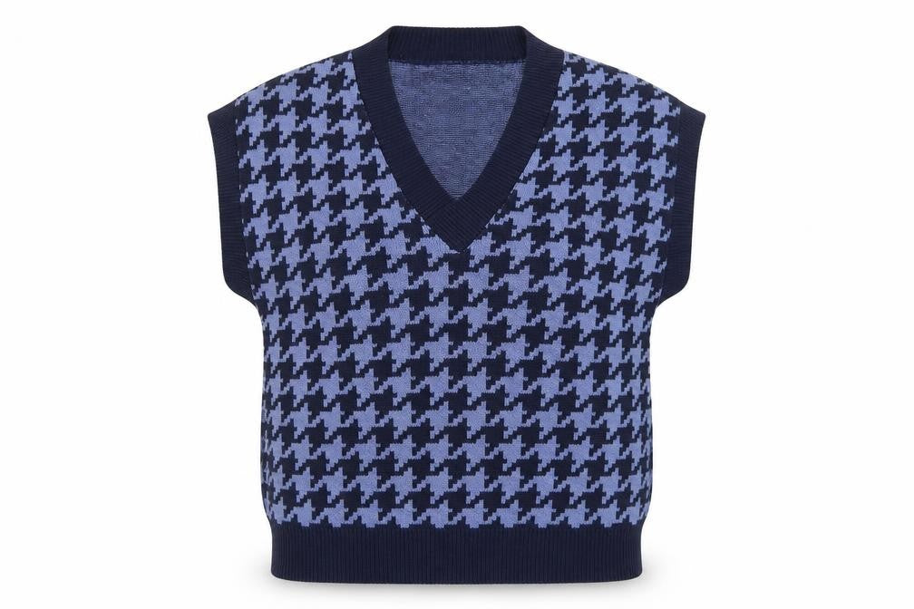ASOS DESIGN Women's Blue Houndstooth Vest Size 10