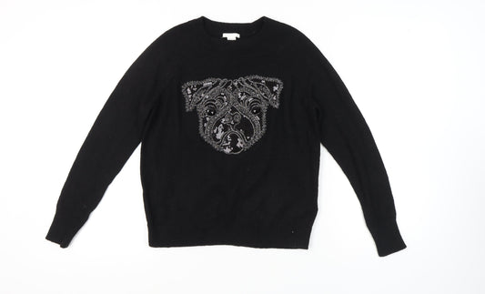 H&M Women's Black Pullover Jumper, Size S