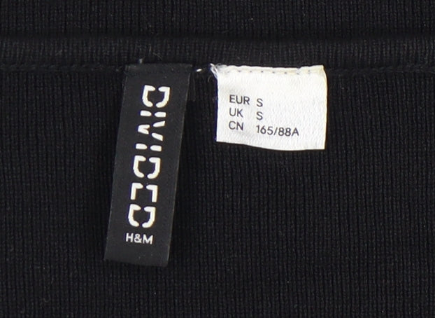 H&M Women's Black Knit Blouse, Size S, Sweetheart Neck