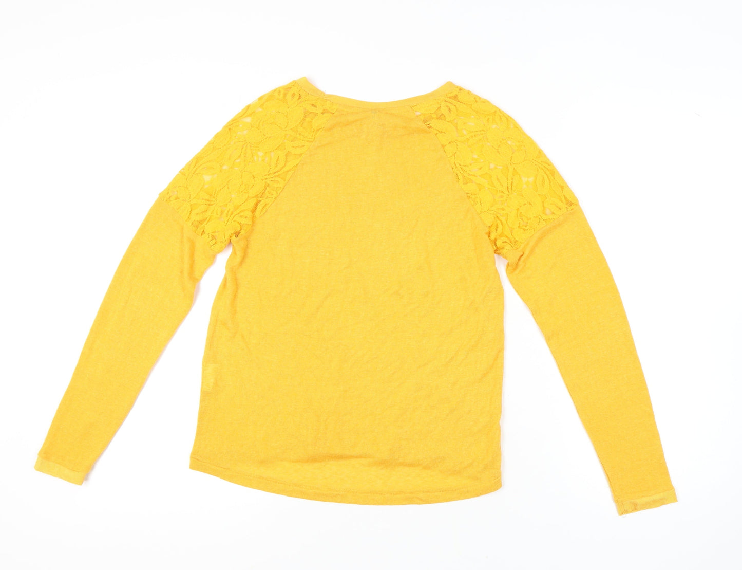 ONLY Women's Yellow Lace Accent Top, Size S