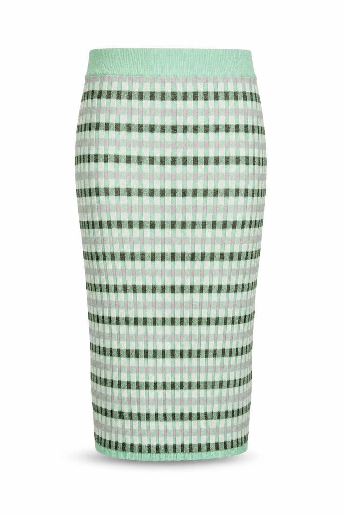 MNG Women's Green Check Skirt, Size M