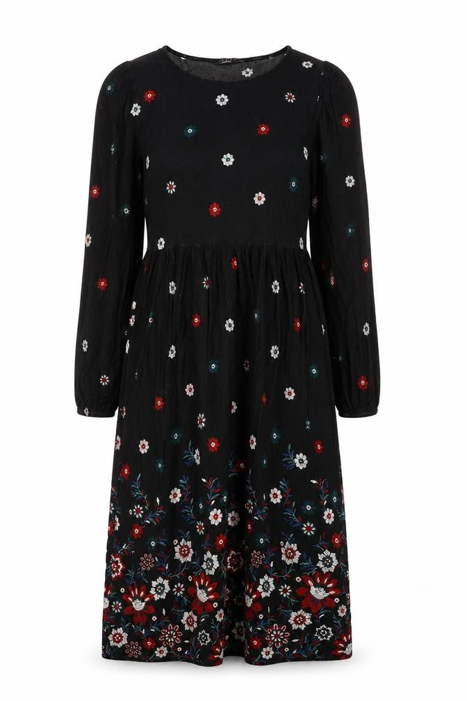 Katrina Kaneva Black Floral Fit & Flare Dress Size 10