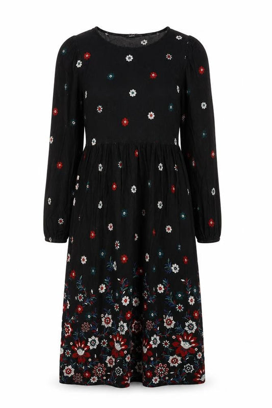 Katrina Kaneva Black Floral Fit & Flare Dress Size 10