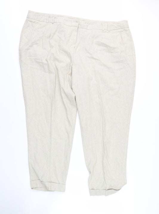 BHS Women's Beige Trousers Size 18 Cotton Blend