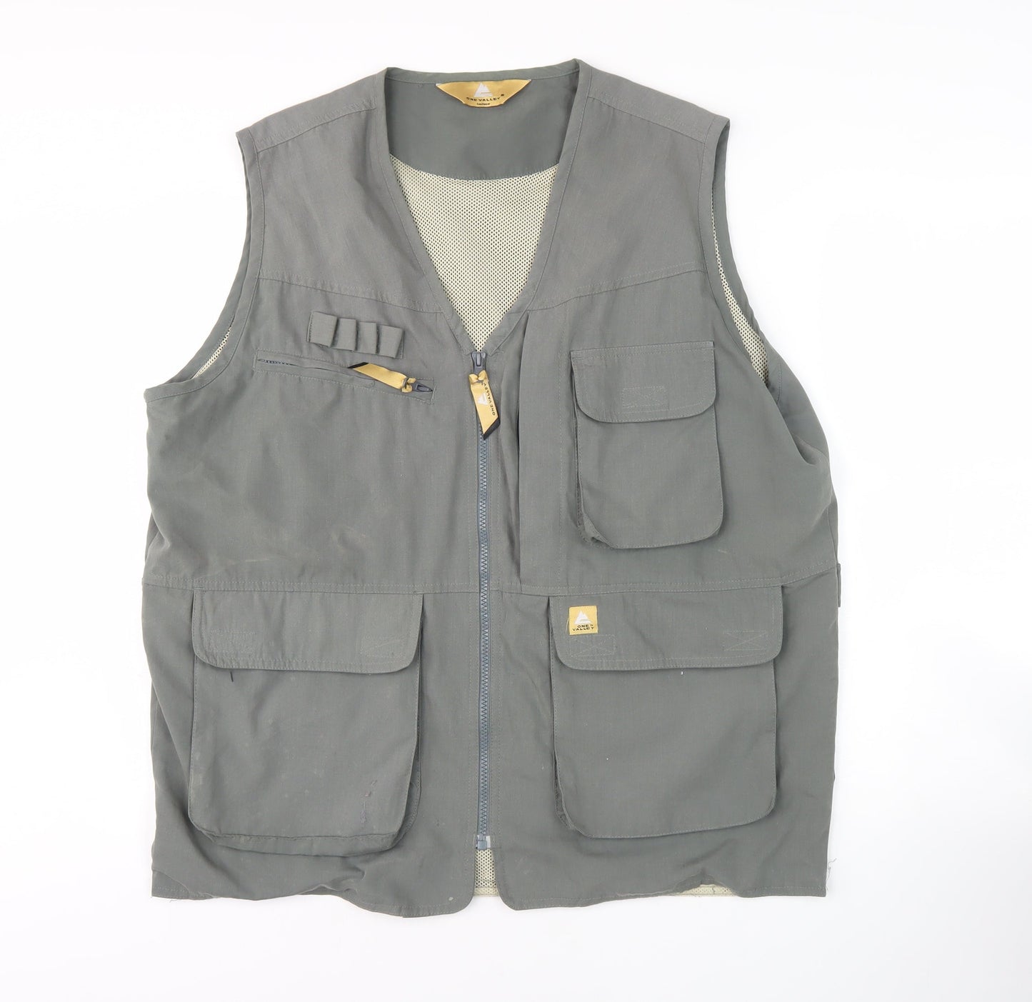 One Valley Trailwear Men's Grey L Waistcoat, Zipped Pockets