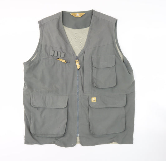 One Valley Trailwear Men's Grey L Waistcoat, Zipped Pockets