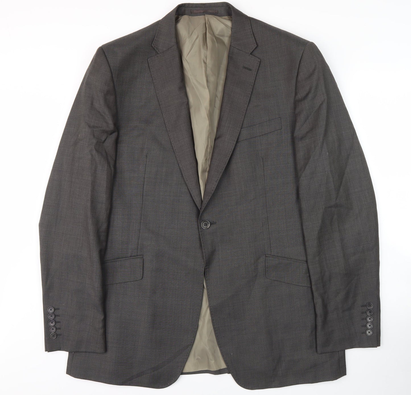 Tom English Grey Men's Suit Jacket, Size 44L Single-Breasted