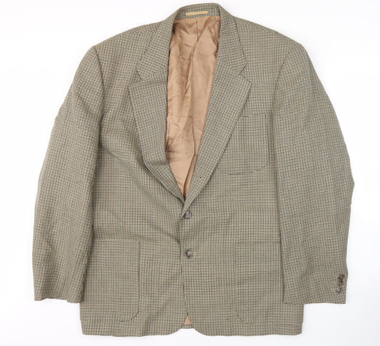 Next Men Brown Wool Check Blazer 40R Regular Fit