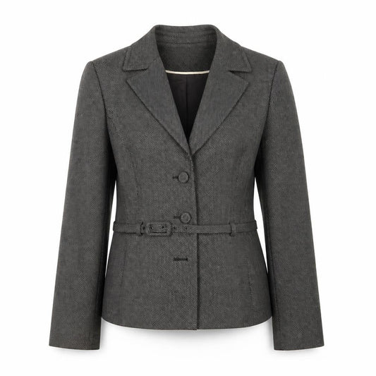 Next Women’s Grey Blazer Size 10 - Belted Notch Lapel