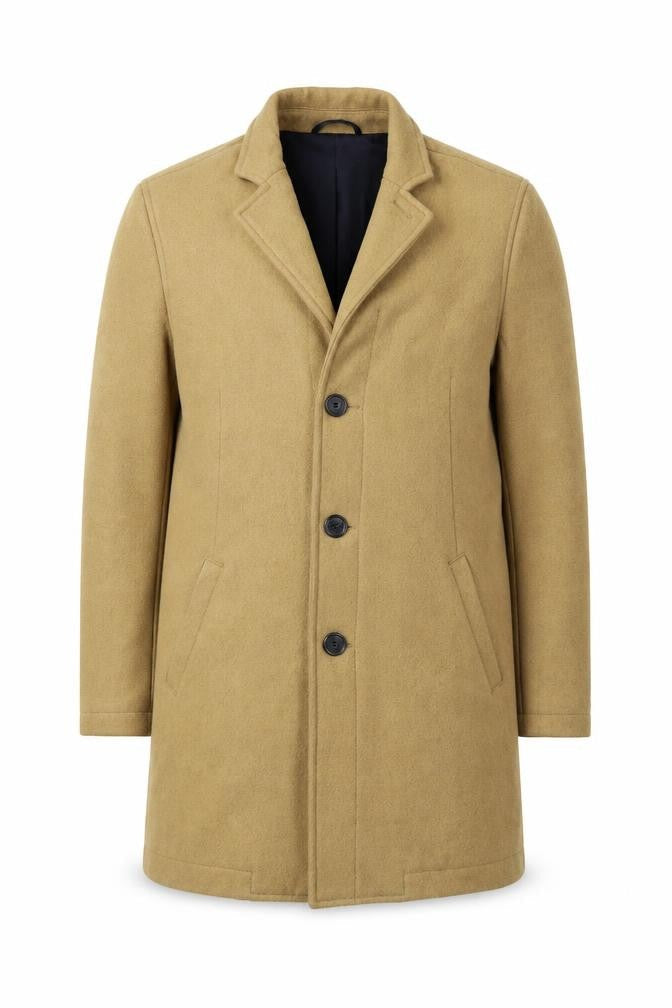 Topman Men's Beige XS Wool Blend Overcoat