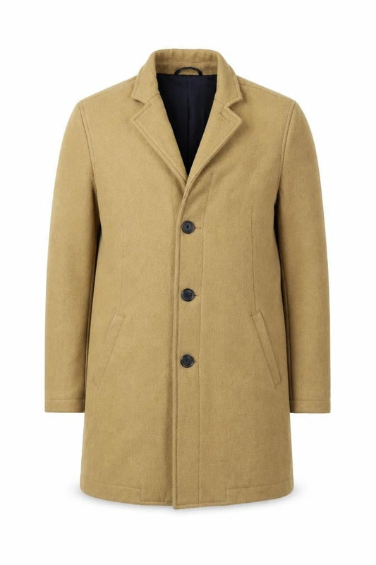 Topman Men's Beige XS Wool Blend Overcoat