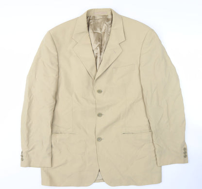 Additional front view of Fraser men’s beige blazer 40r notch lapel classic