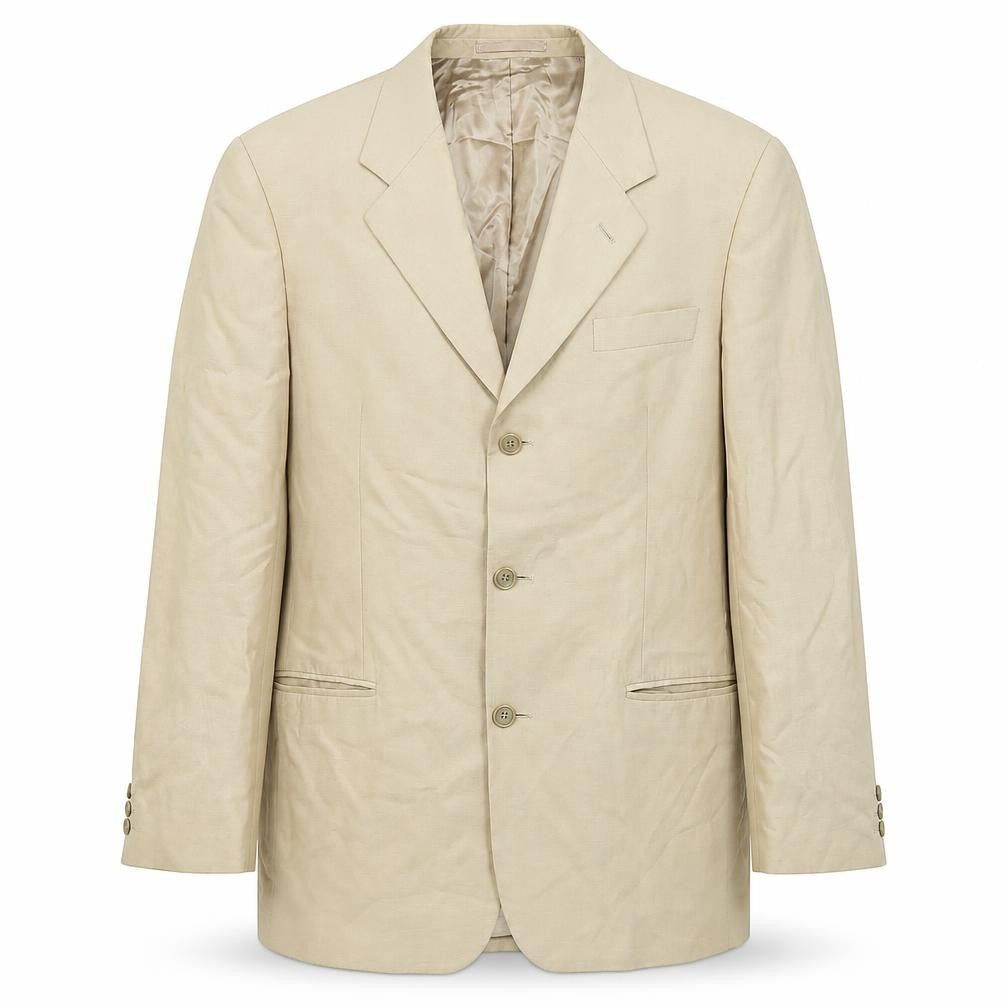 Fraser Mens Beige Blazer 40R Notch Lapel Classic