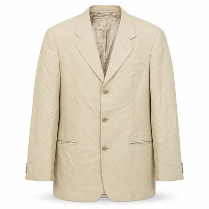 Front view of Fraser men’s beige blazer 40r notch lapel classic