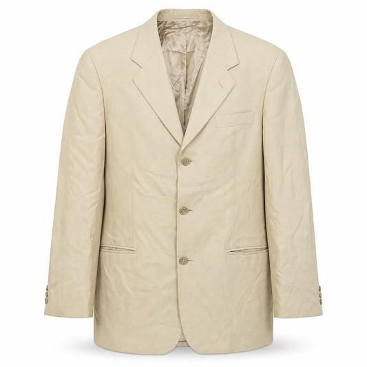 Fraser Mens Beige Blazer 40R Notch Lapel Classic