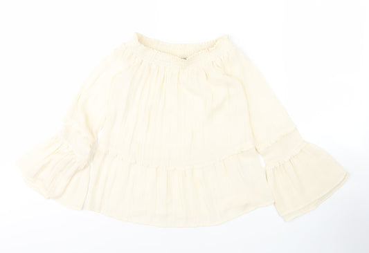 H&M Women’s Ivory Bell Sleeve Off Shoulder Blouse Size 6