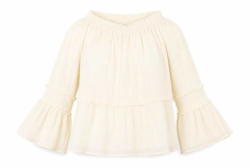 H&M Women’s Ivory Bell Sleeve Off Shoulder Blouse Size 6