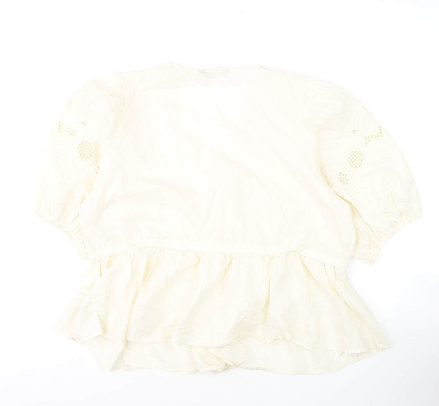Marks and Spencer Ivory Cotton Wrap Blouse, Size 10