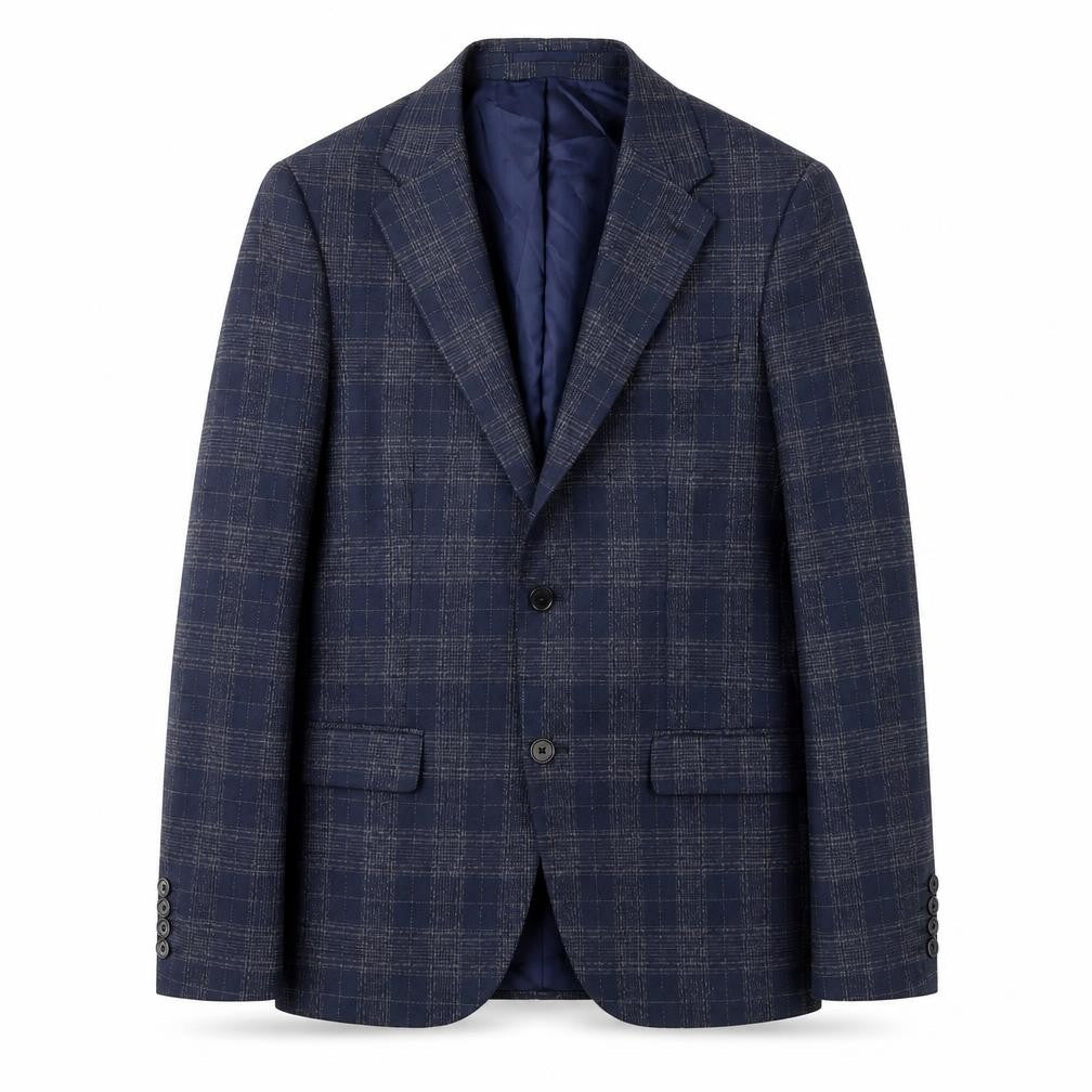 River Island Men's Blue Check Blazer 40R Regular Fit