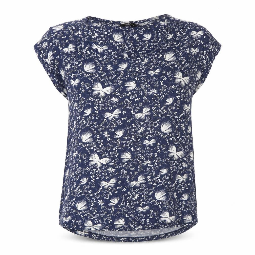 New Look Women's Blue Butterfly Print Top Size 10