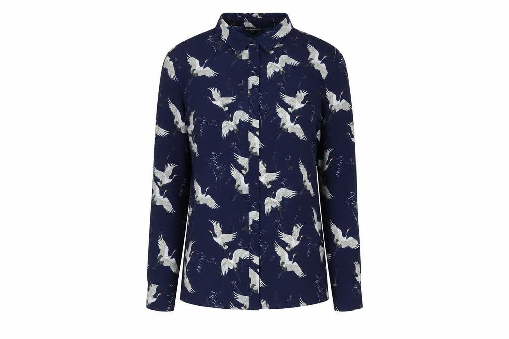 Warehouse Women Blue Button-Up Shirt UK 8