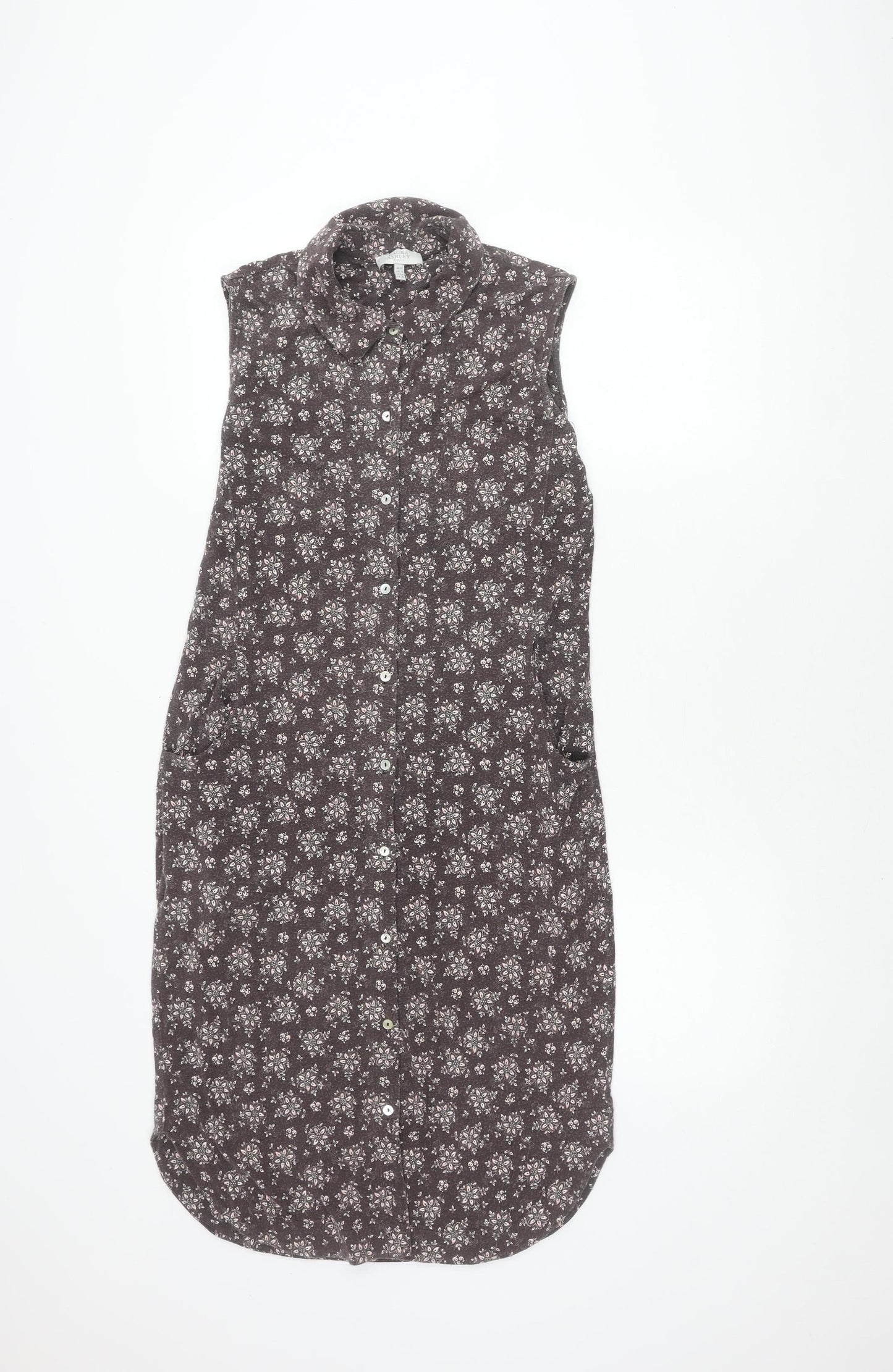 Laura Ashley Women's Grey Floral Shirt Dress Size 10