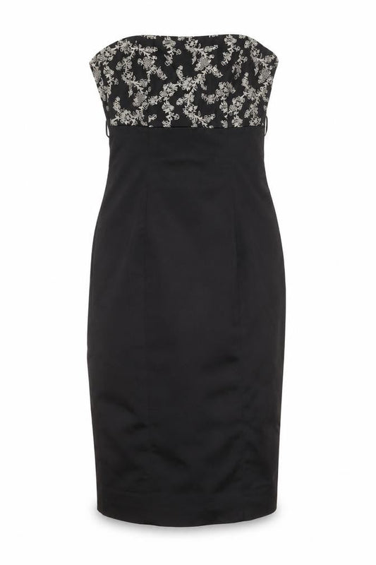 Coast Women's Black Floral Strapless Dress Size 8