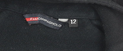Brand and care label for F.lli Campagnolo boys’ black fleece pullover sweatshirt -, size 12