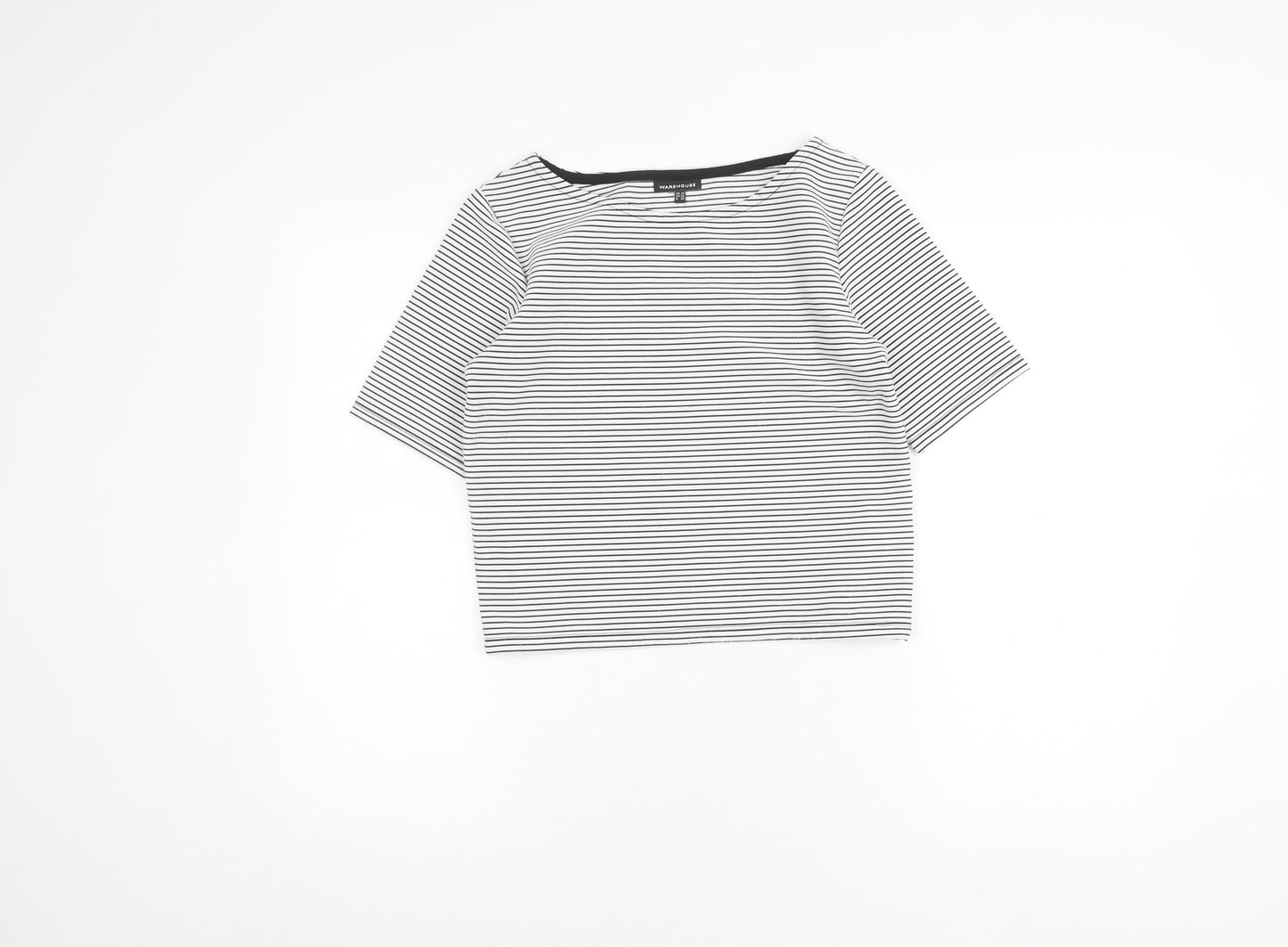 Warehouse Women’s Striped T-Shirt, Black/White, Size 10