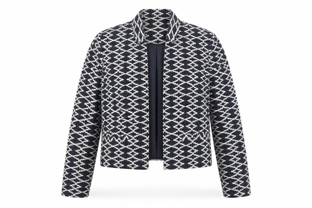 Monsoon Women's Blue Geometric Suit Jacket Size 8