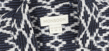 Monsoon Women's Blue Geometric Suit Jacket Size 8