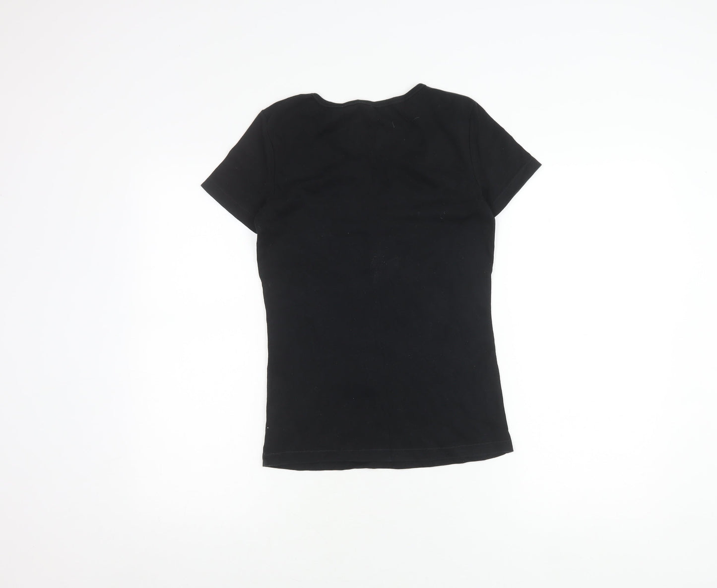 Domyos Women's Black Cotton T-Shirt, Short Sleeve, M